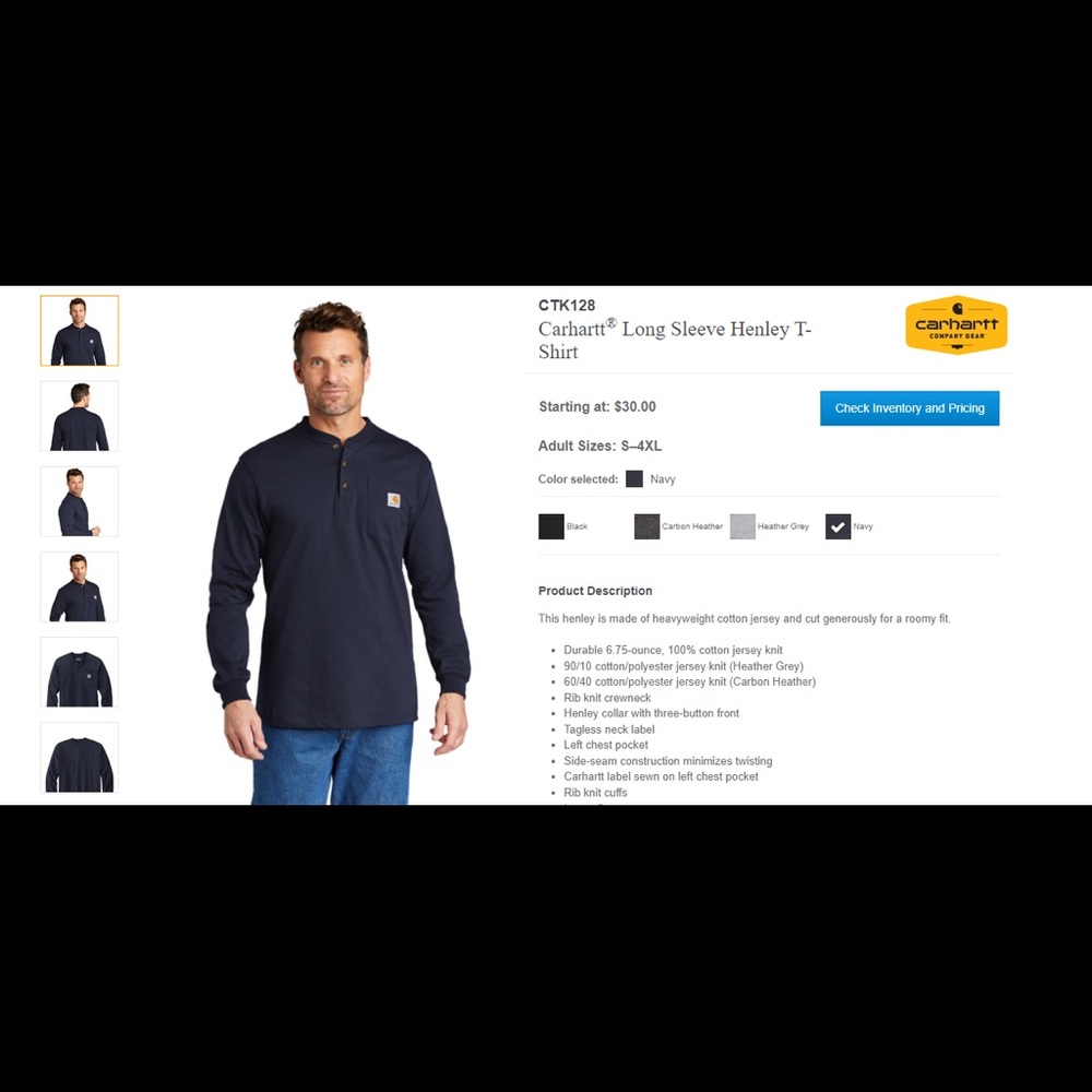 CTK128
Carhartt® Long Sleeve Henley T-Shirt